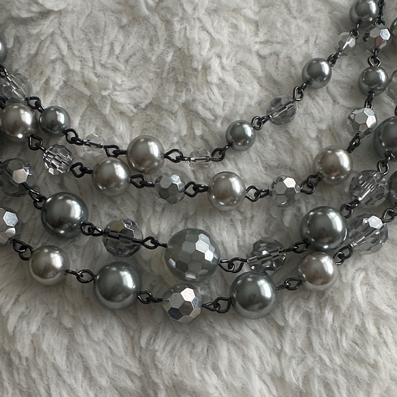Lia Sophia Silver and Gray Pearl Necklace Set - Picture 2 of 4
